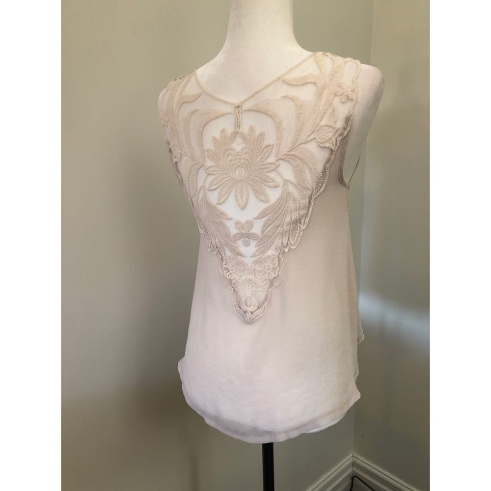 Audrey 3+1 sheer rose sleeveless crop top blouse